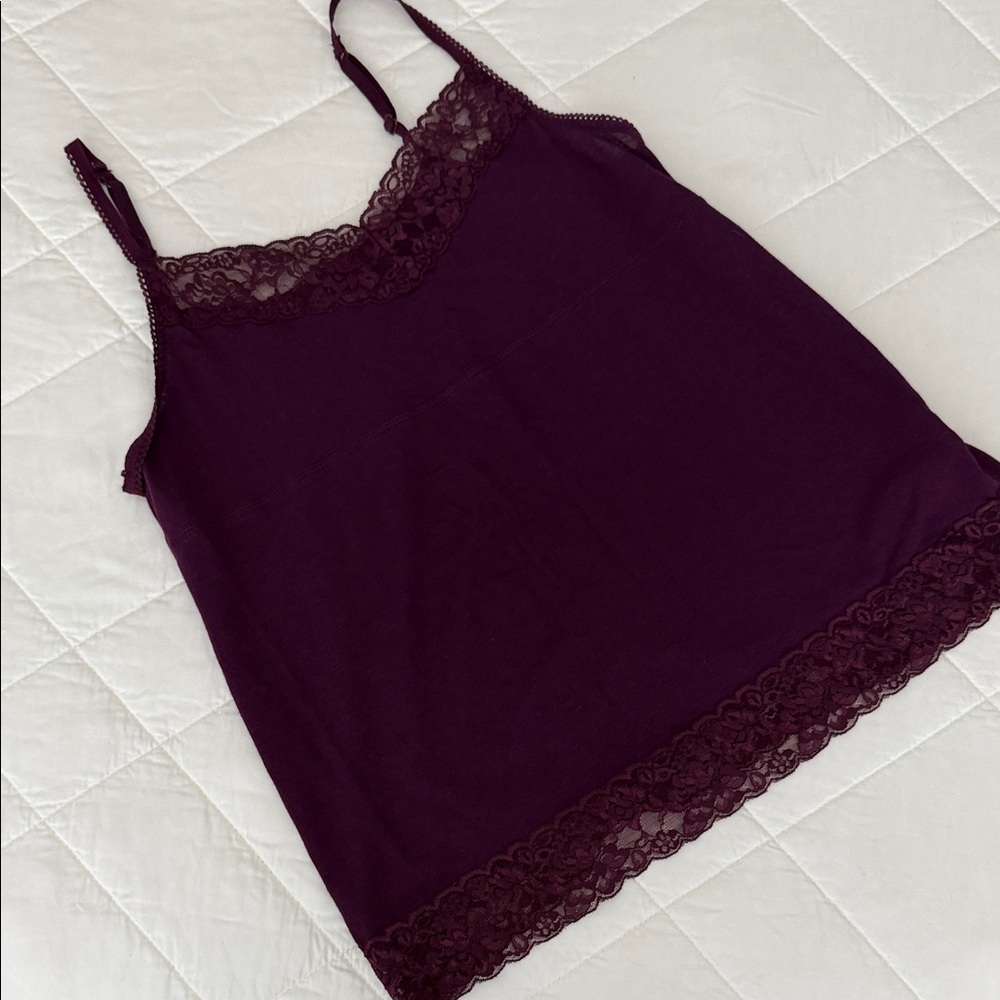 Elle Deep Purple Camisole with Lace Detail